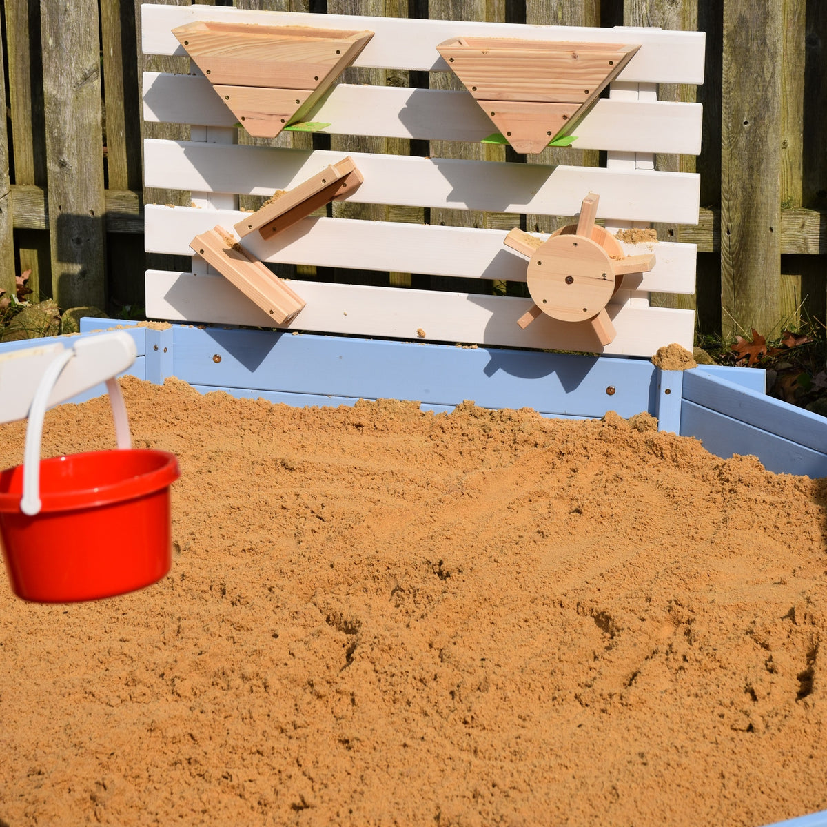Wooden Sandbox for 3-7 Years, 85" x 85" x 25", Blue