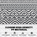 Reversible Outdoor Rug Carpet RV Camping Rugs with Carry Bag, 8' x 10', Gray & Cream White Boho
