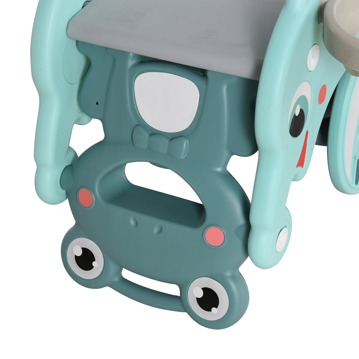 3-in-1 Kids Portable Slide Rocking Horse Toy with Basketball Hoop for Age 1.5-3 Boys and Girls, Mint Green