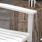 Wooden Rocking Chair Set, Curved Armrests, High Back, Slatted Seat Outdoor Rocker Set, White