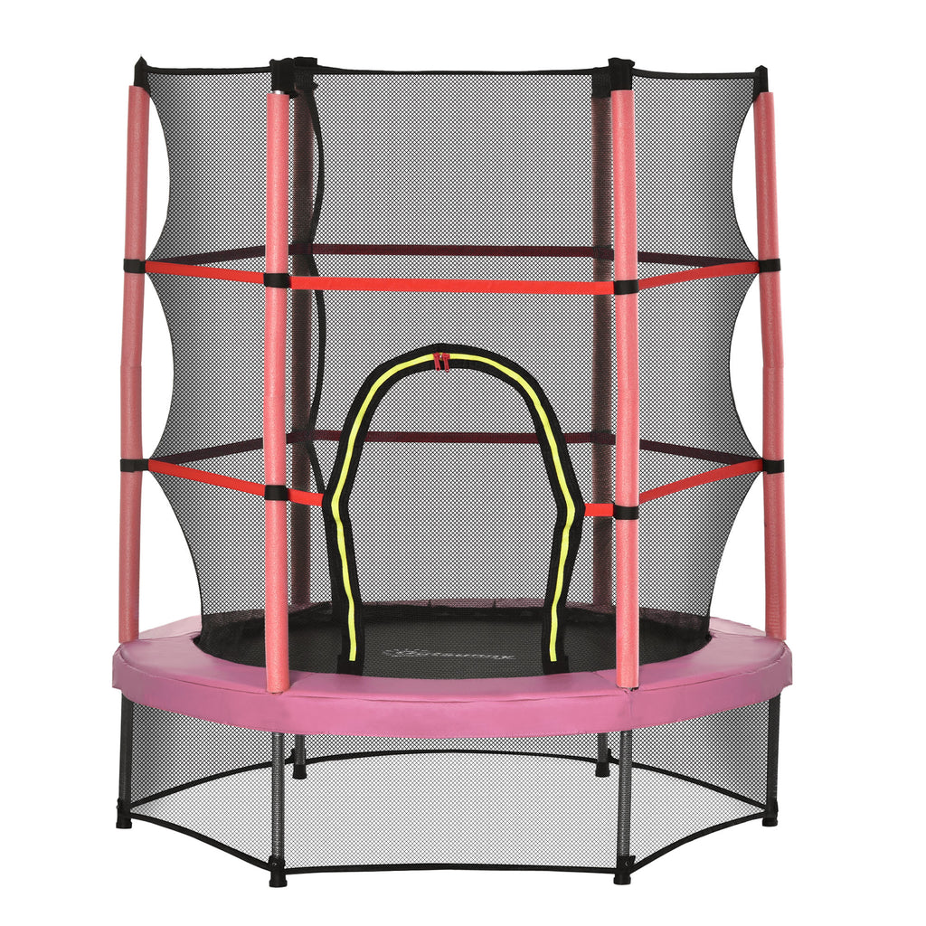Φ5FT Kids Trampoline with Enclosure Net for Age 3 to 6 Years Pink