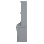 Space-Saving Design Queen Size Murphy Bed with Shelf, Solid Wood and MDF, 86" L x 69.5" W x 87" H, Gray