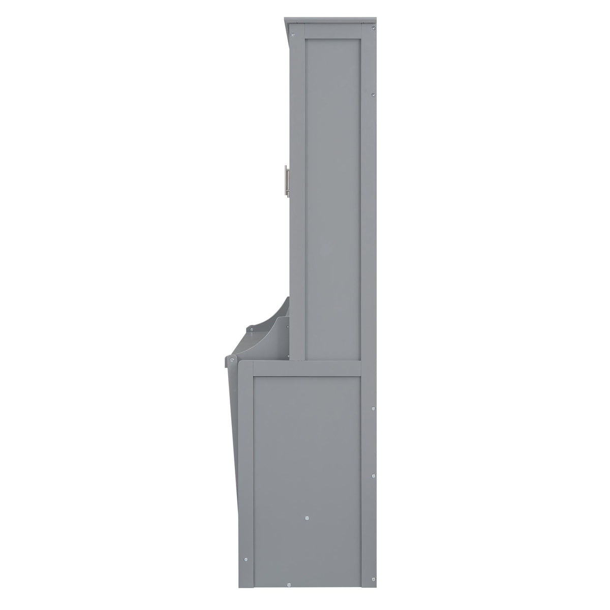 Space-Saving Design Queen Size Murphy Bed with Shelf, Solid Wood and MDF, 86" L x 69.5" W x 87" H, Gray