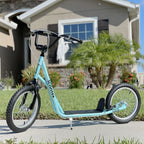 Youth Scooter Kick Scooter for Kids 5+, Max Load 220 LBS., with Adjustable Handlebar, 16" Inflatable Wheels, Dual Brakes, Blue