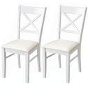 Dining Chairs Set of 2, Upholstered Kitchen Chairs with Rubberwood Frame, Padded Seat and X-Back, White