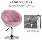 Modern Makeup Vanity Chair Round Tufted Swivel Accent Chair with Chrome Frame Height Adjustable, Pink