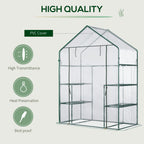 5' x 2.5' x 6.5' Mini Walk-in Greenhouse Kit, Portable Green House with 3 Tier Shelves, Roll-Up Door, and Weatherized Plastic Cover for Backyard Garden, Clear