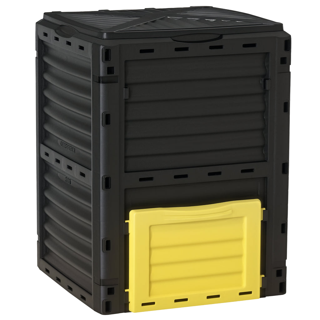 Garden Compost Bin 80 Gallon Outdoor Large Capacity Composter Fast Create Fertile Soil Aerating Box, Yellow