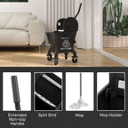 Mop Bucket with Wringer on Wheels for Floor Cleaning, 27.5 Quart Down Press Wringer with Handle and Mop, Black
