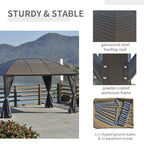 10' x 13' Hardtop Gazebo with Curtains, Netting, Pavilion with Steel Roof Ceiling Hook for Garden Patio, Gray