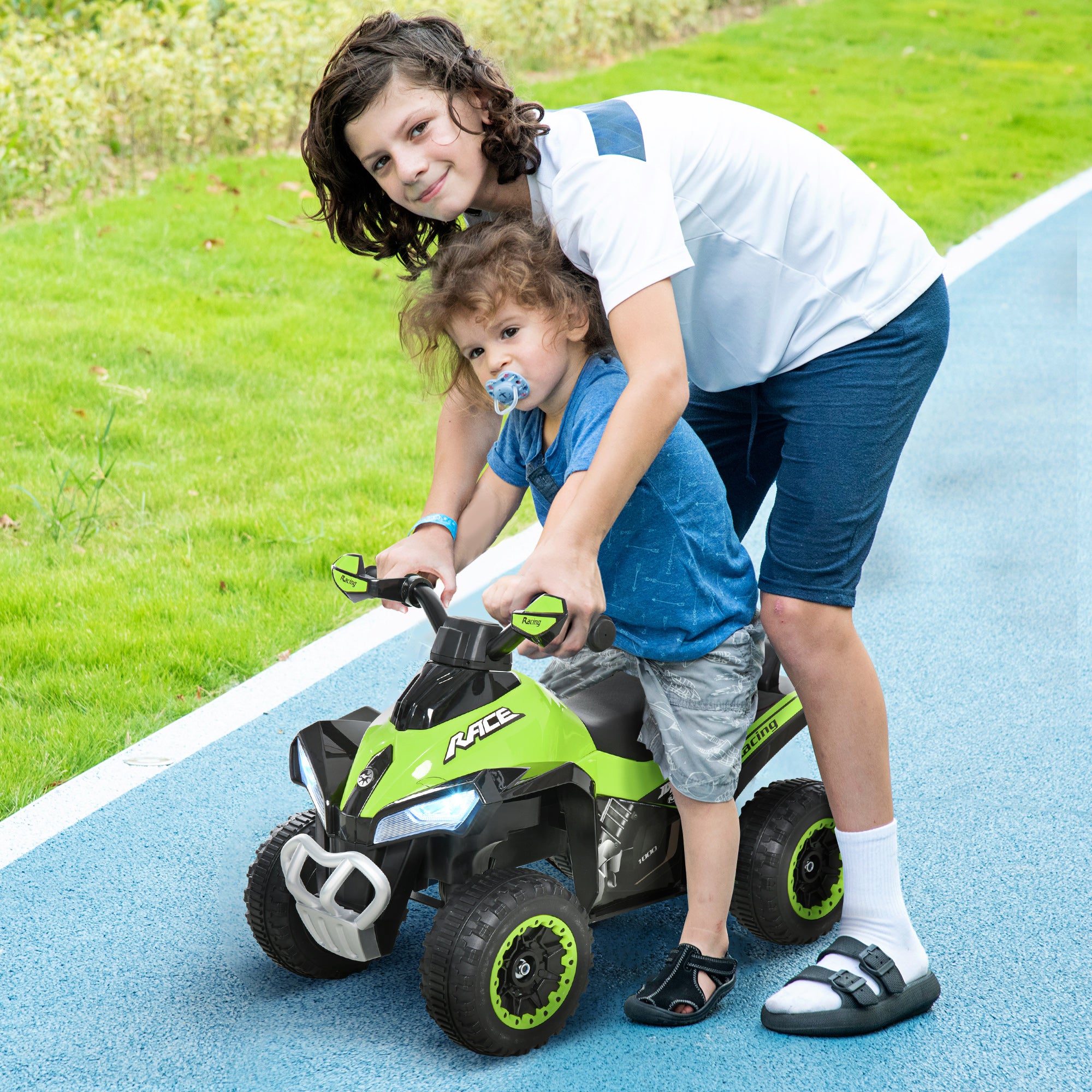 NO Power Kids Ride On Push Car, w/ Music, Lights for 1.5-3, Green