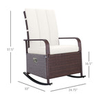 PE Rattan Rocking Recliner with Footrest, Beige