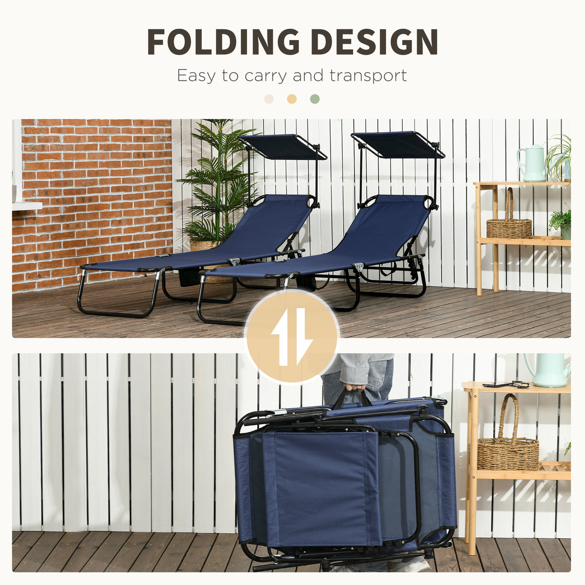 Chaise Lounge Pool Lounge Chairs Set of 2,Outdoor Sun Tanning Chairs,Reclining Back,Steel Frame and Side Pocket,Blue