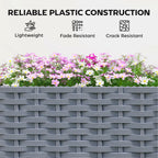 Planter Box with Trellis, Self Watering Raised Garden Bed with Lockable Wheels and Drainage Holes, Gray