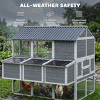 77" Large Chicken Coop for 6-8 Chickens, Outdoor Wooden Hen House Poultry Cage with Run, Nesting Boxes, Waterproof Roof