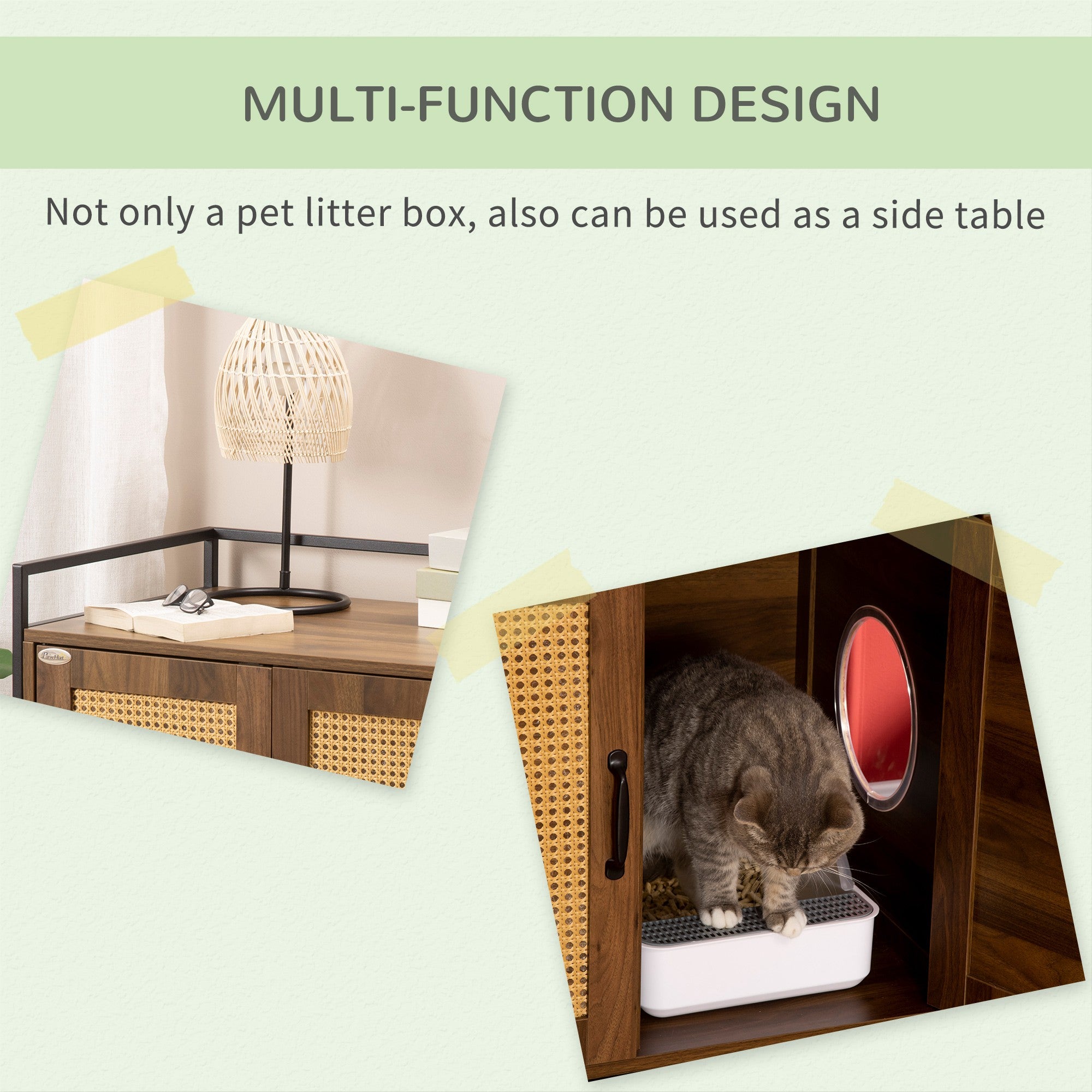 Shelved Hidden Litter Box Enclosure with Spacious Top and Interior, Large Cat Litter House End Table for Indoor Cats with Hidden Storage Cabinet Space