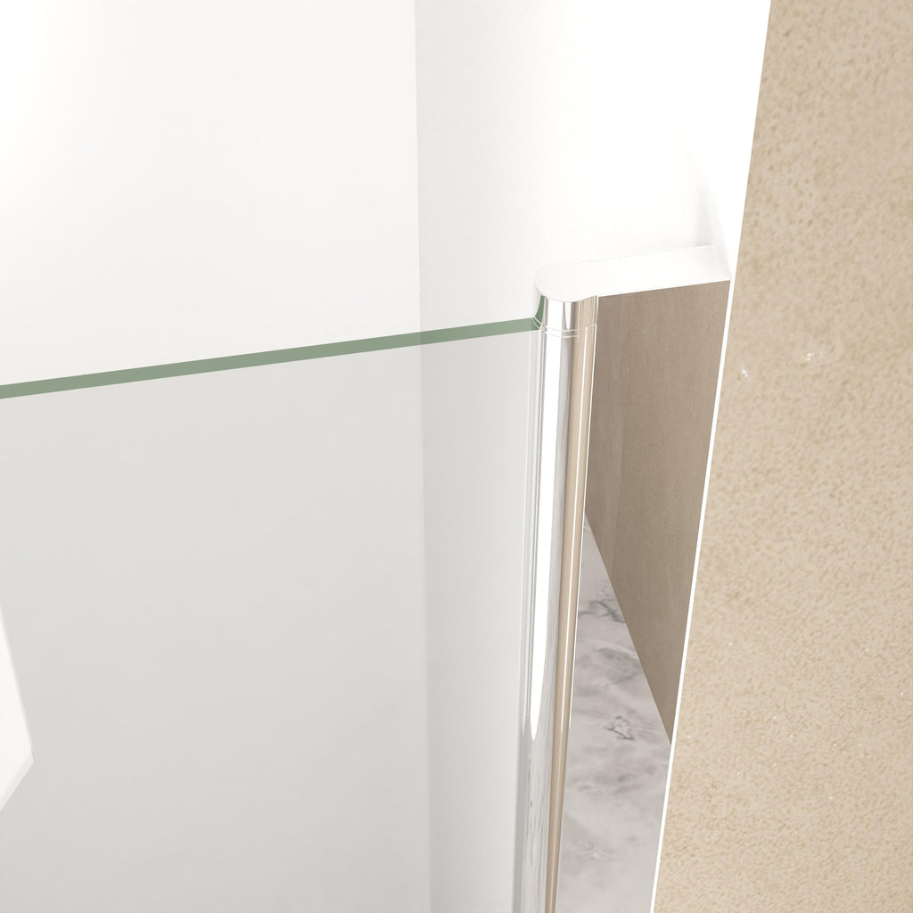 36" Pivot Shower Door with Safety Film and Tempered Glass, Bathroom Door with Stainless Steel Handle, 36" L x 0.5" W x 72" H, Brushed Nickel