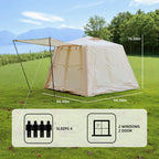 Inflatable Camping Tent with Easy-Setup Blow-Up Design, Waterproof Family Tent with Roll-Up Roof, 94.5″ L x 94.5″ W x 70″ H, Beige