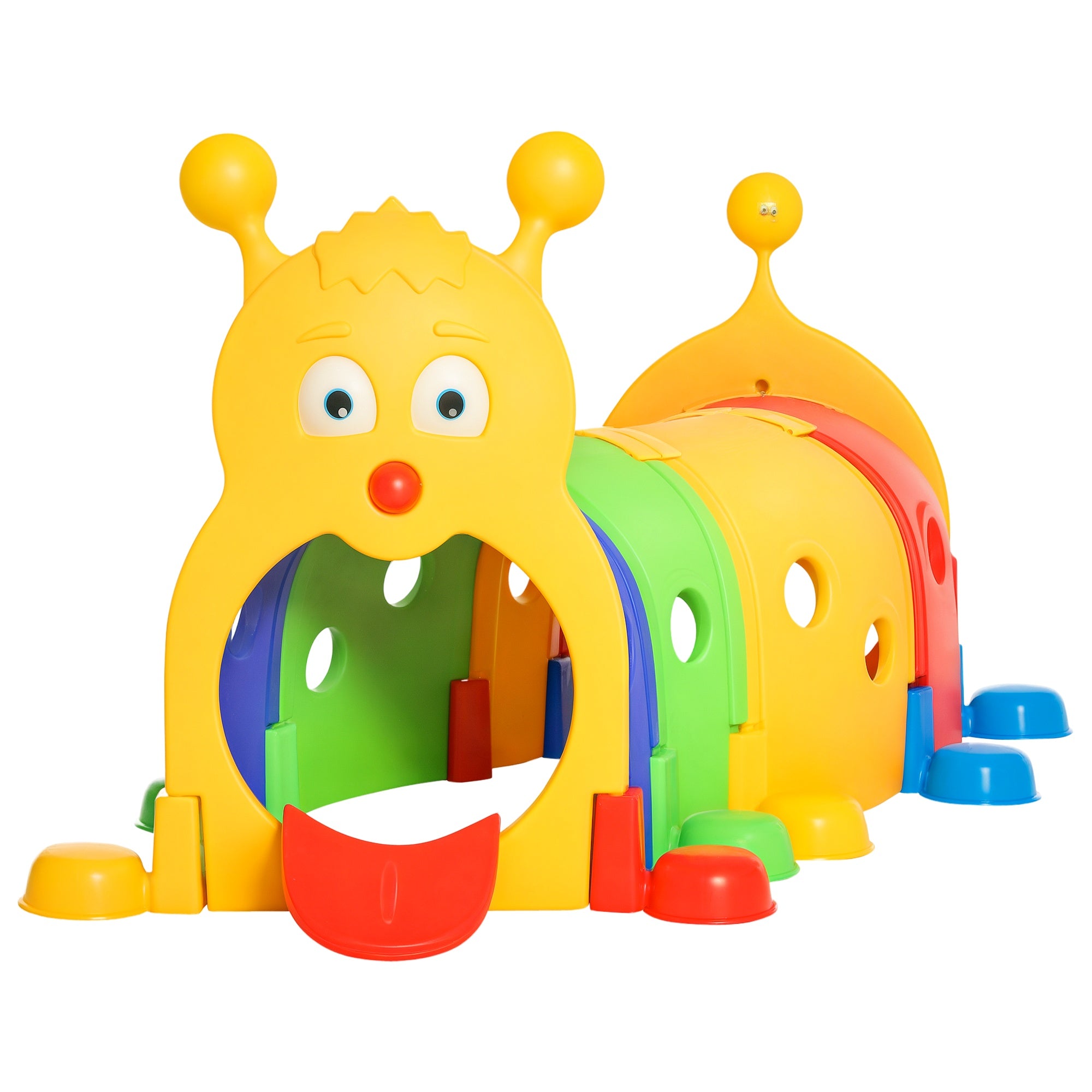 Caterpillar Play Tunnel, Toddler Tunnel for Kids Crawl and Climb Through, Kids' Play Structure Indoor Outdoor, 4 Sections, Multicolored