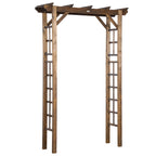 85" Wooden Garden Arbor for Wedding and Ceremony, Outdoor Garden Arch Trellis for Climbing Vines - Carbonized