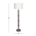 Nimbus Brushed Nickel Floor Lamp with 3-Way Rotary Switch, Clear Glass Body, Metal Base, 18" L x 18" W x 63" H, Silver Gray+White