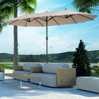 15ft Patio Umbrella Double-Sided Outdoor Market Extra Large Umbrella with Crank Handle for Deck, Lawn, Backyard and Pool, Cream White