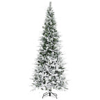9' Unlit Snow Flocked Pine Artificial Christmas Tree with Realistic Branches and 1159 Tips, Green