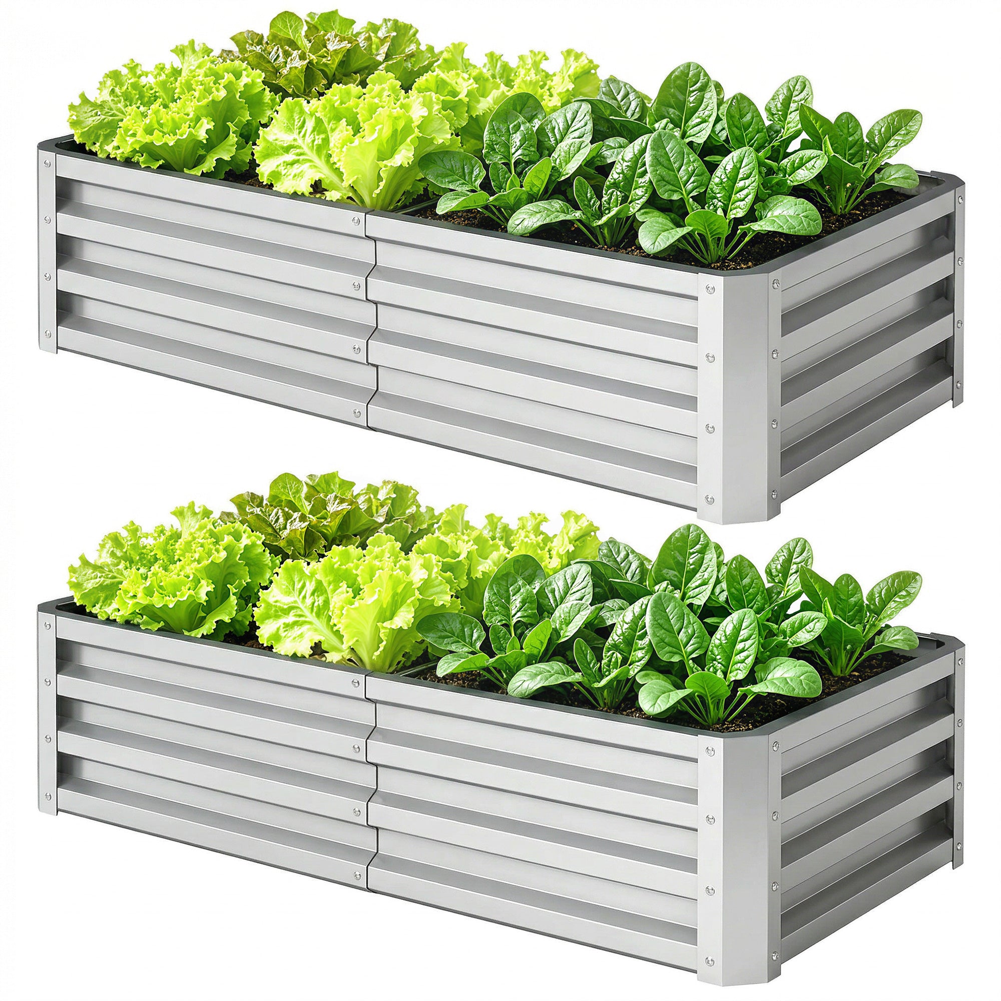 Galvanized Raised Garden Bed, 4' x 2' x 1' Metal Planter Box, for Growing Vegetables, Flowers, Herbs, Succulents, Silver