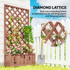 Wooden Raised Garden Bed, Raised Planter Box, Planter with Trellis for Climbing Plants Flowers, Orange