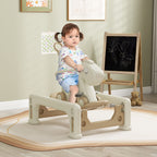 5 in 1 Rocking Horse for Toddlers 1-3 Years with Detachable Balance Board, Push Handle, Footrest, Cream White