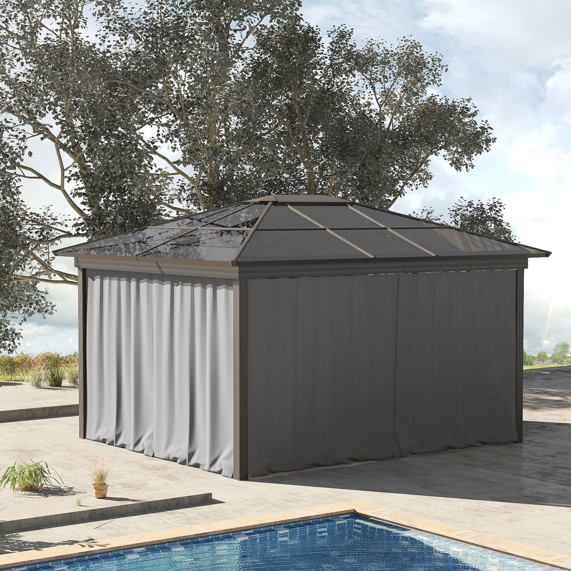 9.84' x 9.84' Gazebo Sidewall Set with Hooks/C-Rings, Gray