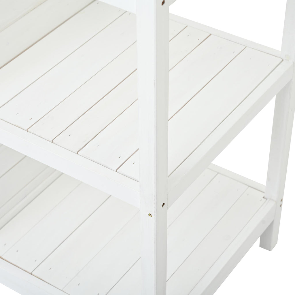 Large Wooden Potting Bench with 2 Drawer, Cabinet, Open Shelf, Farmhouse Garden Workstation for Backyard, 50'' L x 19.5'' W x 66'' H, White