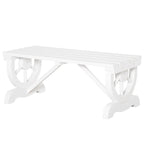 2-Person Wooden Garden Bench, Outdoor Wagon Wheel Porch Bench for Backyard Garden, Support 550 LBS, Rustic Country Style Patio Furniture, White