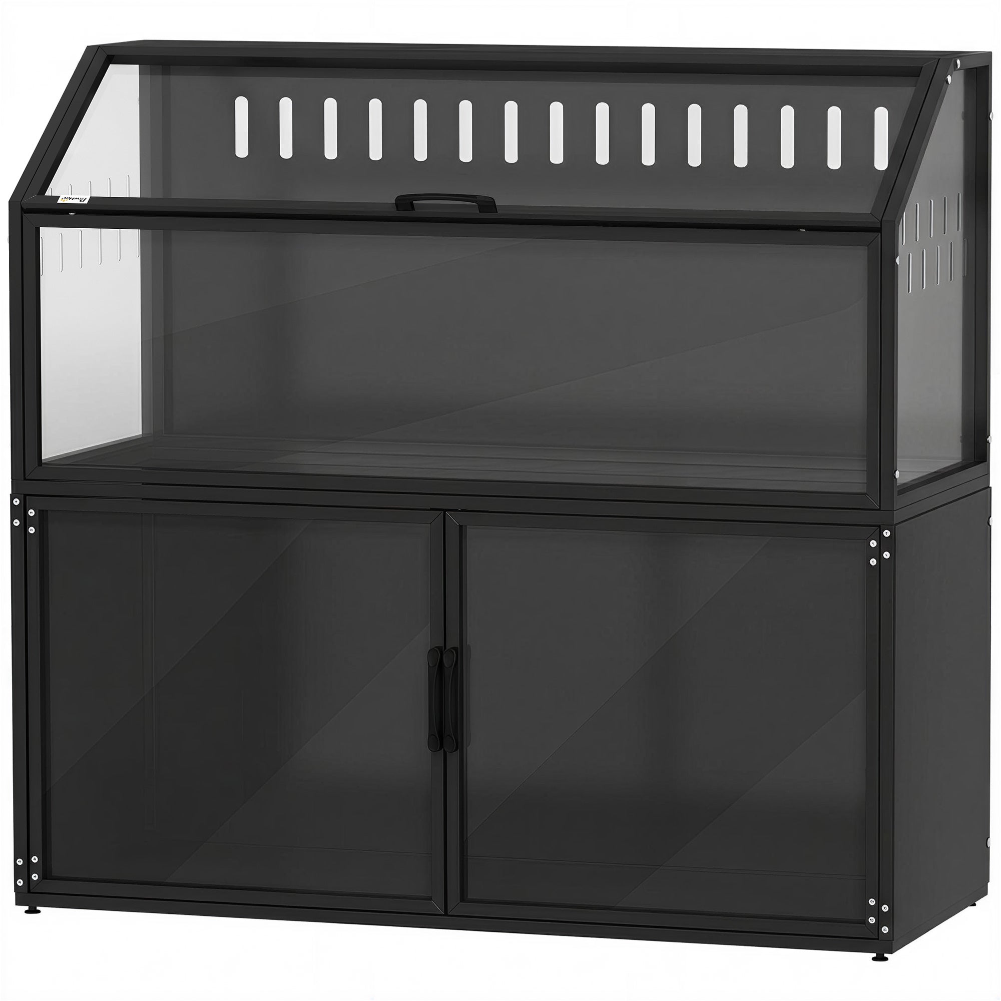 Hamster Cage with Storage Cabinet, Small Animal Cage with Easy View Acrylic Panels and Openable Top, Guinea Pig Habitat