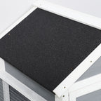 Indoor Rabbit Enclosure, 48" Weatherproof Wooden Rabbit Hutch, with Slanted Asphalt Roof & Fun Outdoor Run for Bunnies & Ferrets - Gray