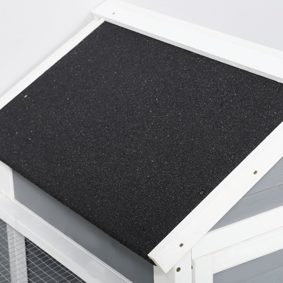Indoor Rabbit Enclosure, 48" Weatherproof Wooden Rabbit Hutch, with Slanted Asphalt Roof & Fun Outdoor Run for Bunnies & Ferrets - Gray