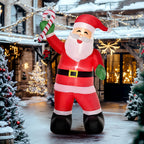 8' Christmas Inflatable Santa Claus with Candy Cane, Outdoor Blow-Up Yard Decoration with LED Lights Display