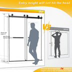Frameless Double Sliding Shower Door with Silent Rollers, Bathroom Door with Square Tube Track, 60" L x 0.5" W x 74" H, Brushed Gold