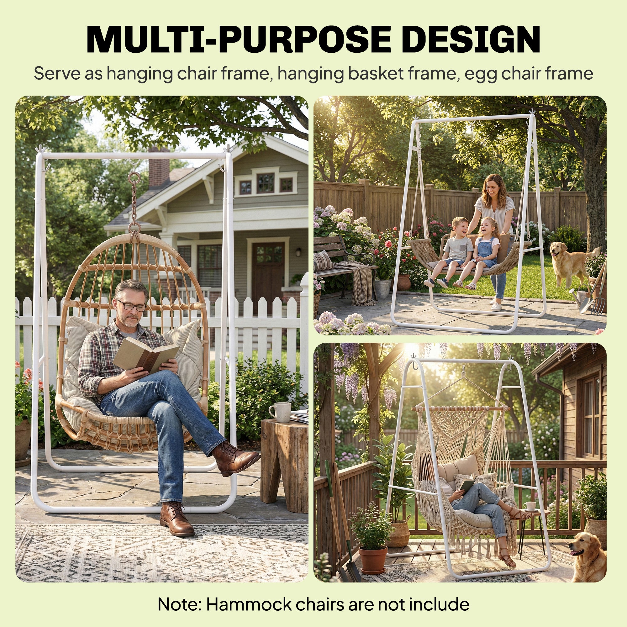 Hammock Chair Stand Only Heavy Duty Solid Steel A-Frame for Hanging Hammock, Egg Chair, Max Load 330 LBS, White