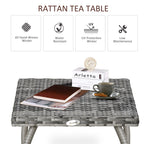 Outdoor PE Wicker Side Table, Small Square Rattan End Table, All-Weather Material Coffee Table for Garden, Balcony, Backyard, Grey