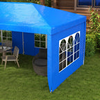 9.6' x 19' Large Party Tent, Outdoor Event Shelter, Gazebo Canopy with 4 Removable Window Sidewalls for Weddings, Picnics, Blue