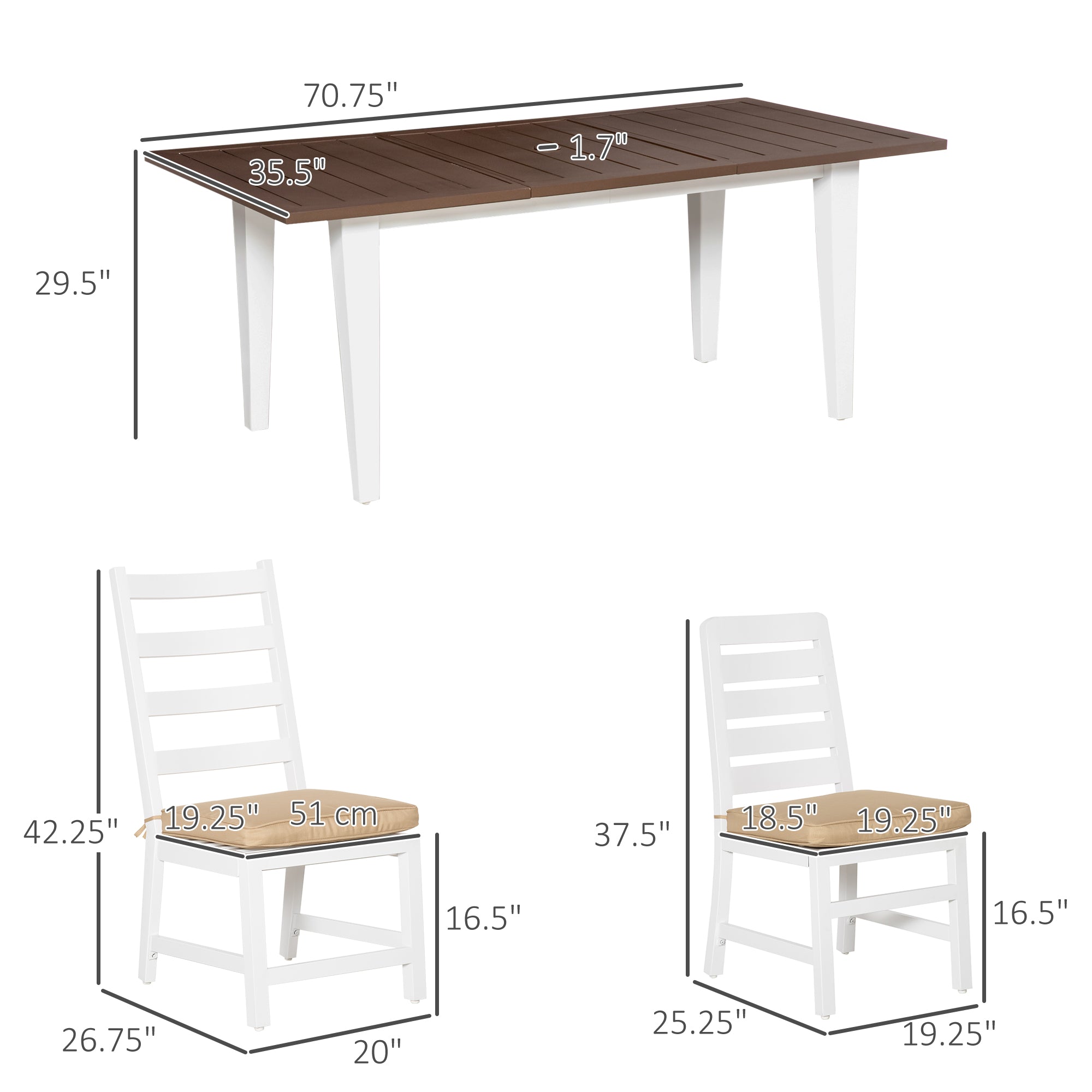 Patio Dining Set for 6, Outdoor Furniture Set with a Table & Chairs, Cushions, Umbrella Hole for Garden, Backyard, or Poolside, Beige