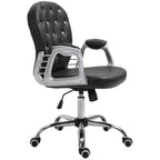 Button Tufted Desk Chair, Home Office Chair with Padded Armrests, Adjustable Height and Swivel Wheels, Pink