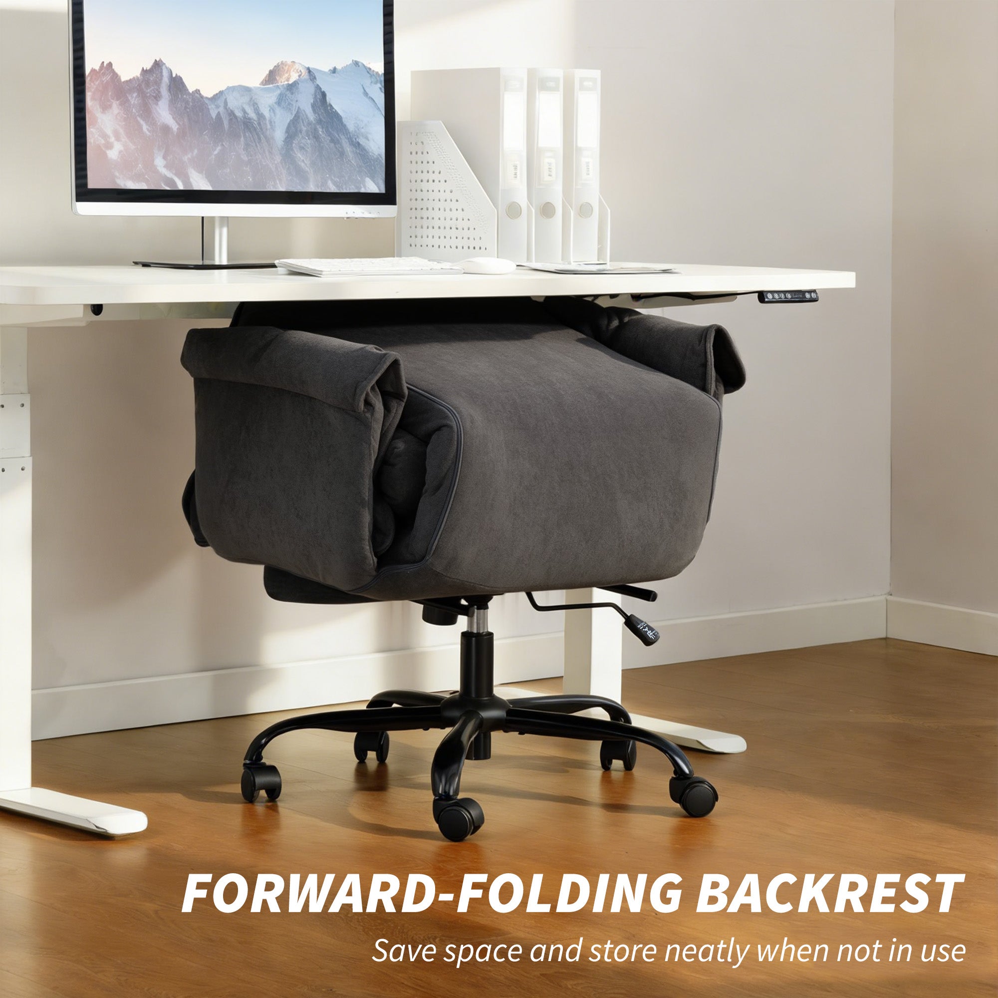 High Back Office Chair, Reclining Desk Chair with Footrest, High Resilience Foam, Rolling Wheels, Dark Gray