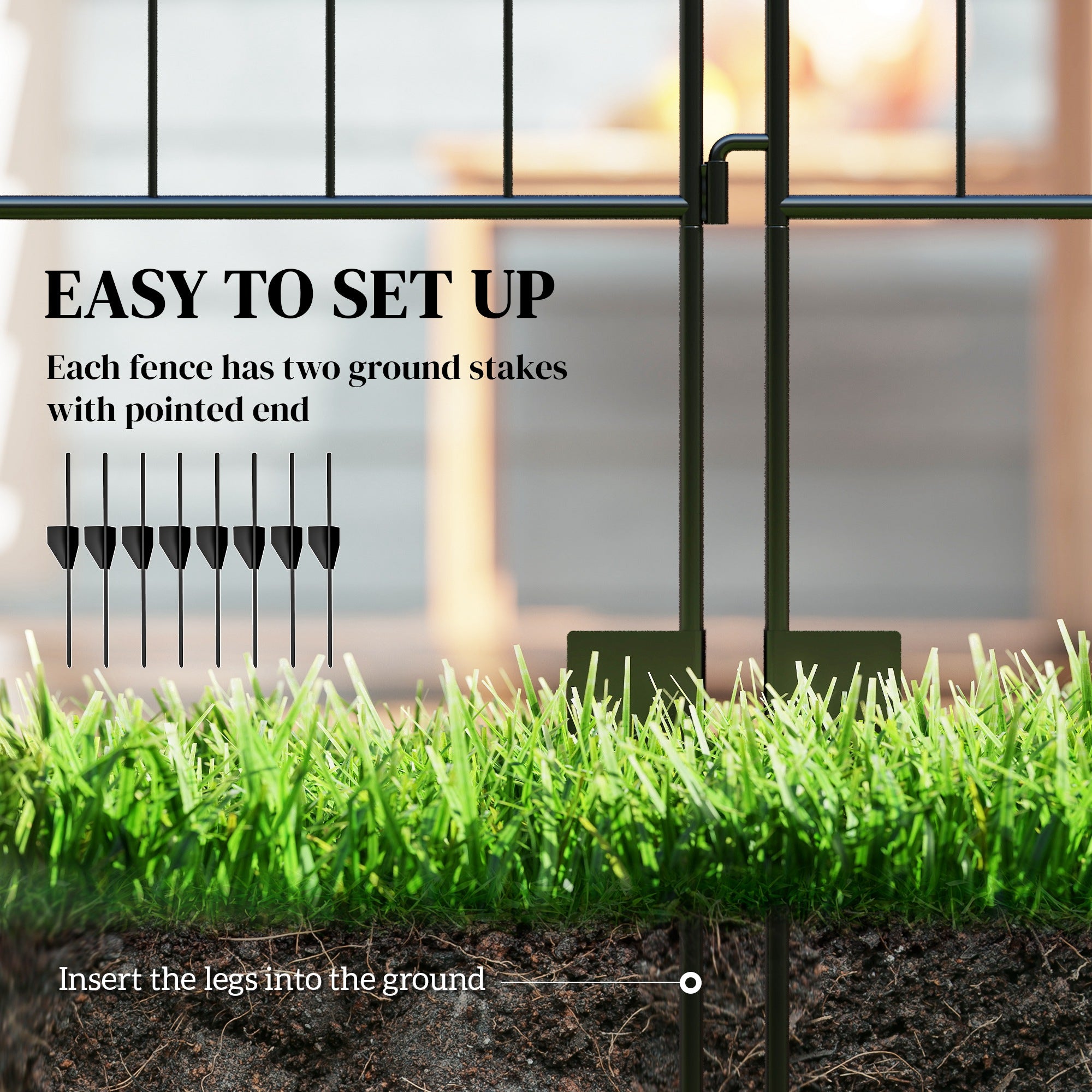 Garden Fence, 4 Pack, 44 in(H) x 12 ft(L) Folding Garden Fence Border, No Dig Ground Stake Metal Fence Panels for Outdoor Patio Yard Landscape