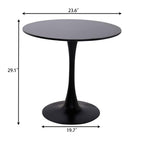 Modern Round Dining Table with MDF Top and Steel Base, Strong Construction, Easy Assembly and Cleaning, 23.5″ L x 23.5″ W x 29″ H, Black