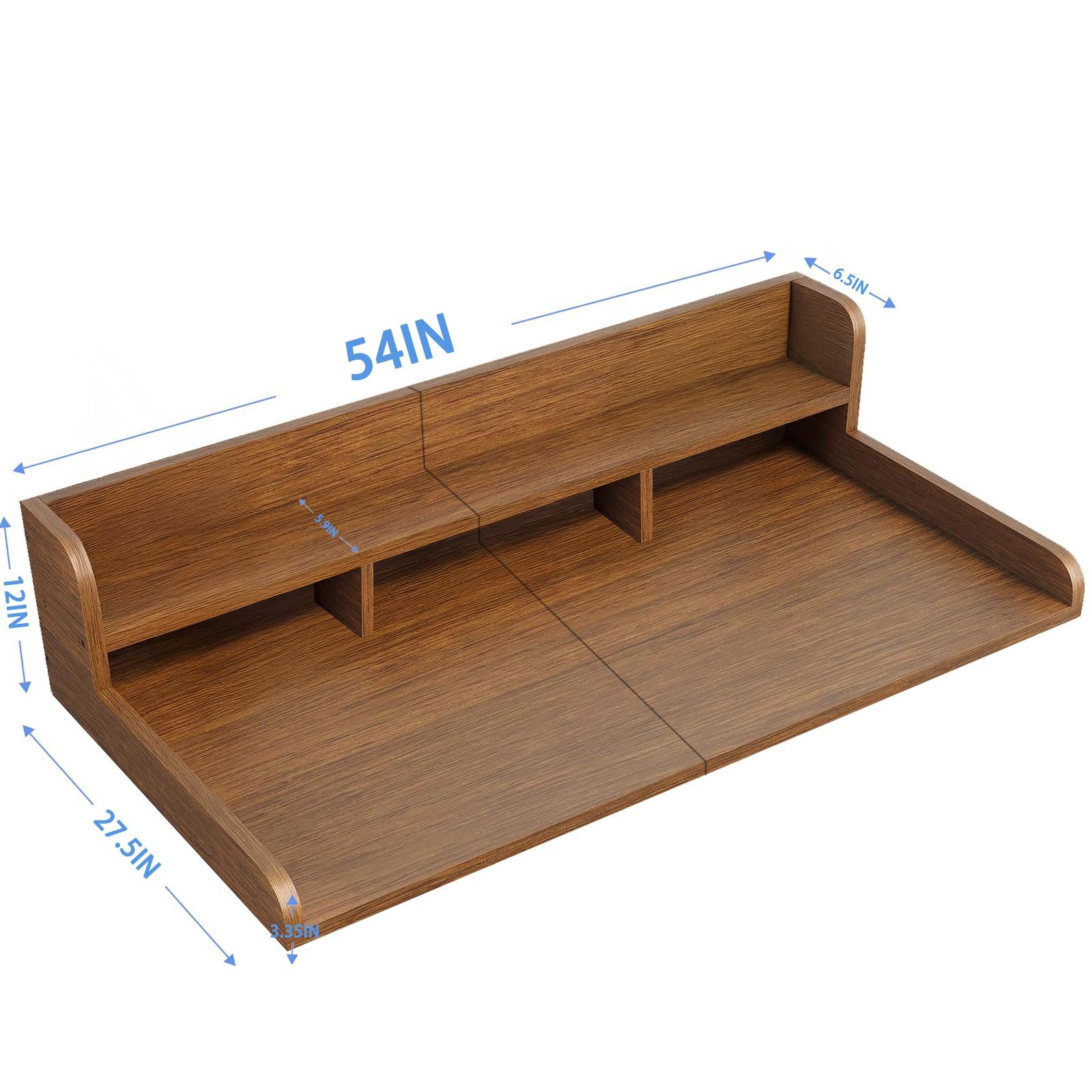 Practical Washer Dryer Countertop with Non-slip Pads, Double Layer Laundry Wood Shelf Topper with Edge, 54" L x 27.5" W x 12" H, Walnut