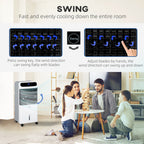 3-In-1 Ice Cooling Fan, Mobile Evaporative Air Cooler with Remote, Timer, Oscillating for Home Office, Bedroom, White