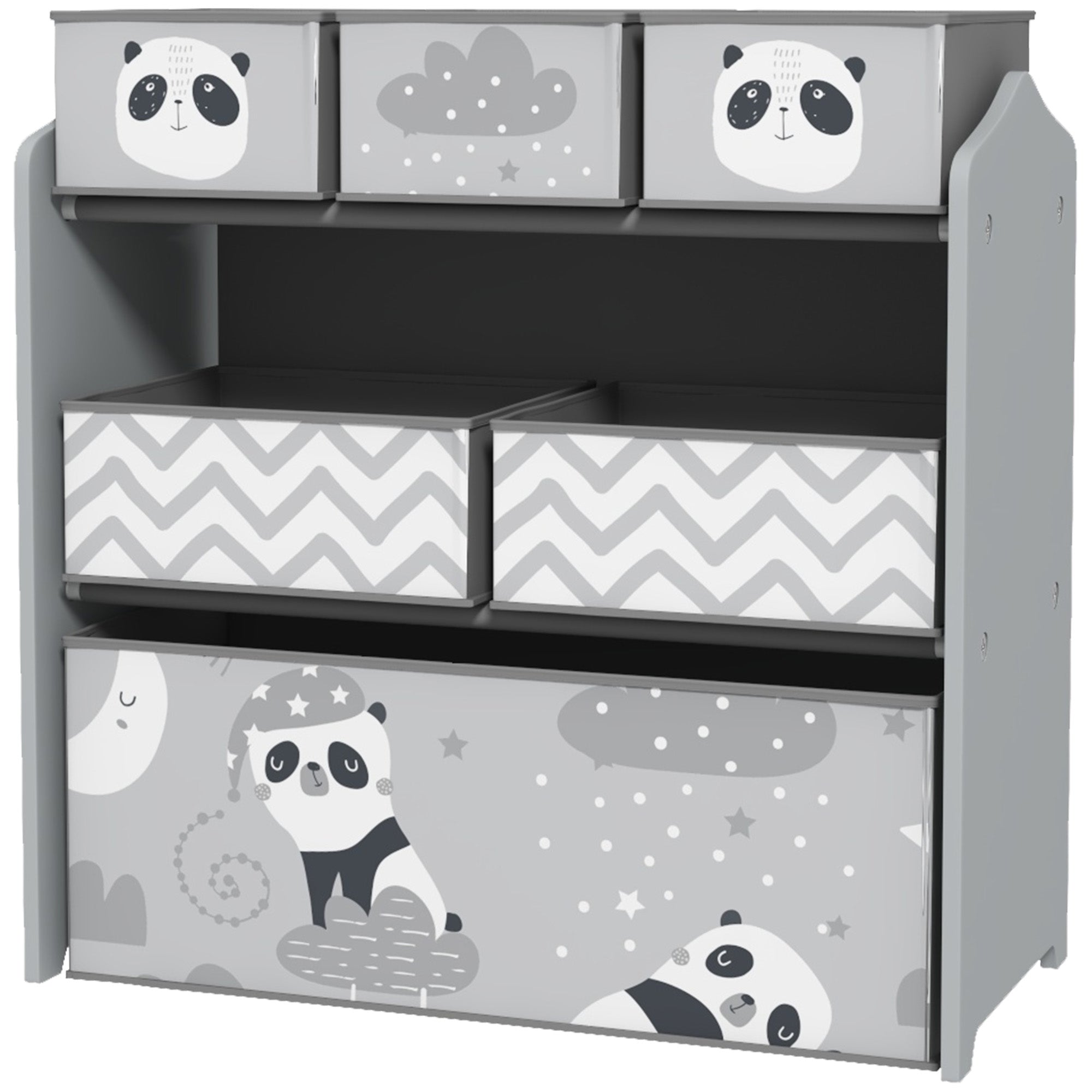 Toy Organizer with 6 Storage Bins, 25" x 12" x 26", Gray
