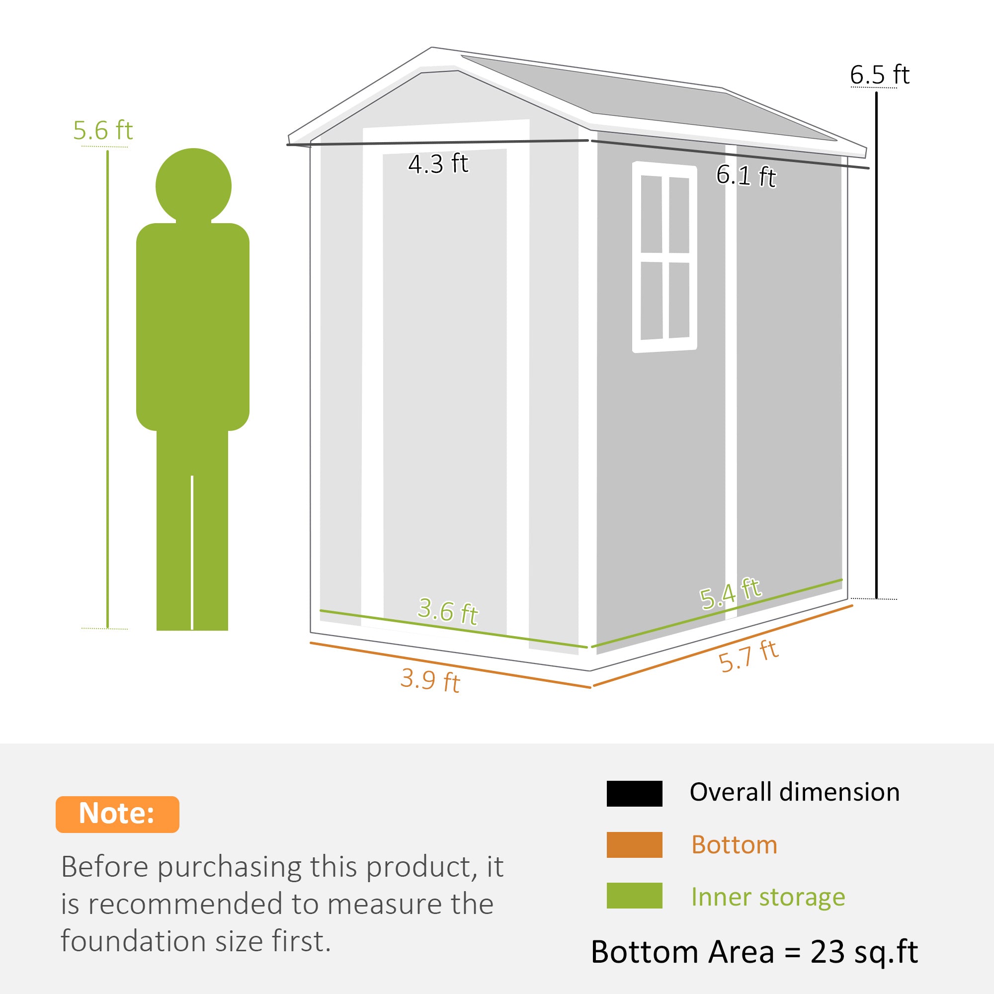 6' x 4' Outdoor Storage Shed, Plastic Shed with Floor, Window, Lockable Door and Vents for Outdoor Patio Storage, Gray